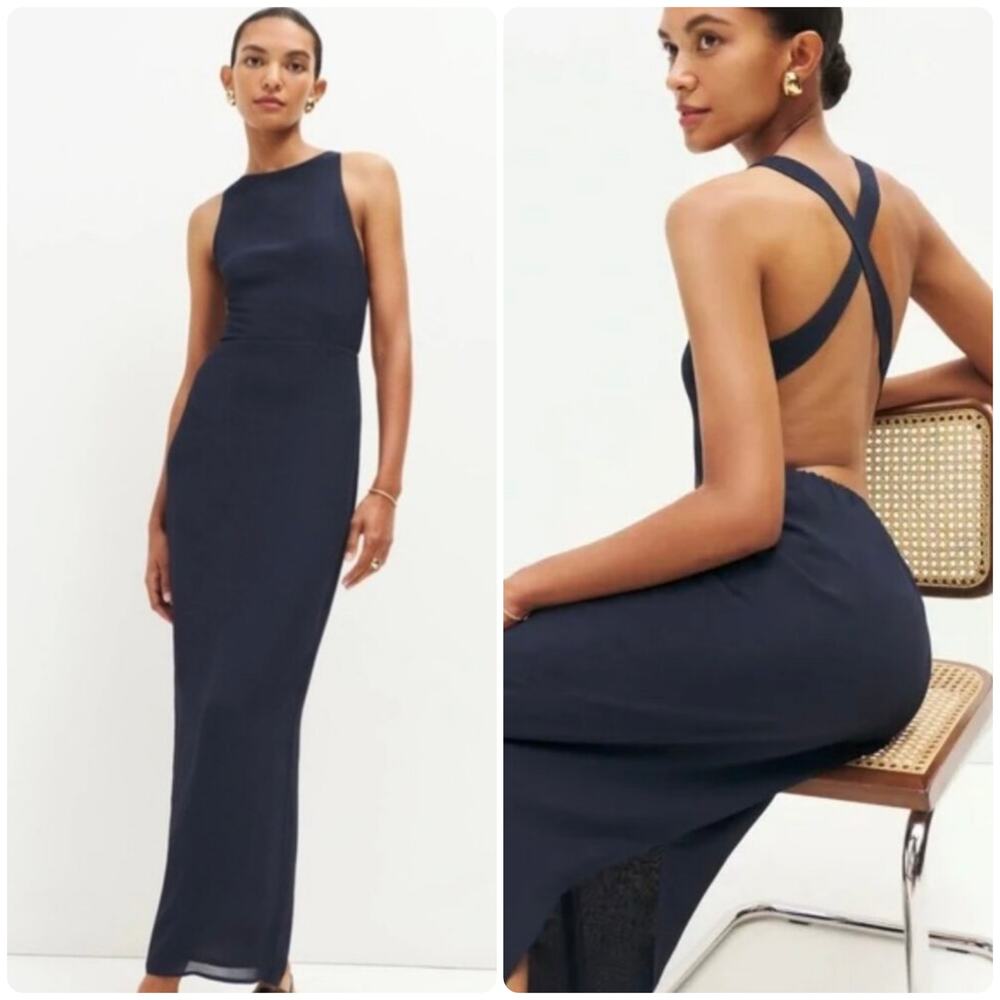 Reformation Navy Maxi Dress